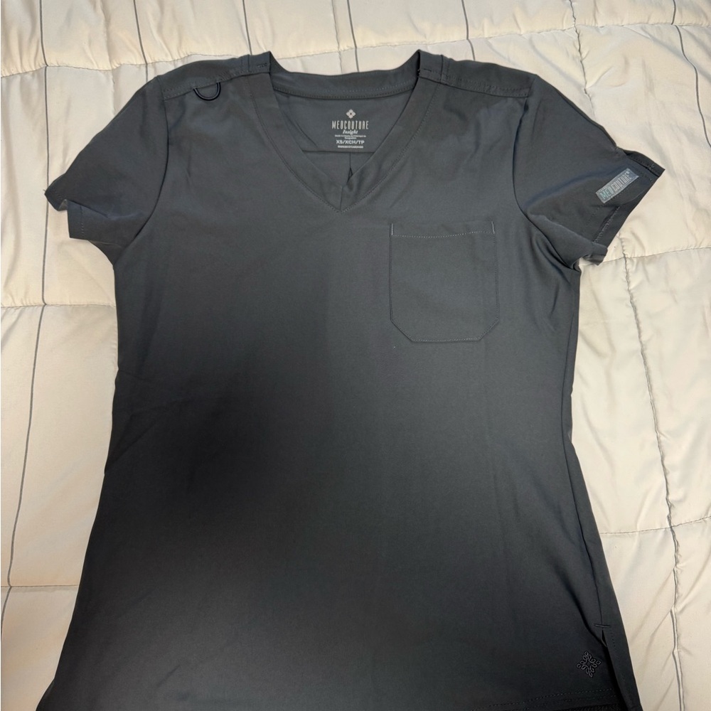 Med Couture Women's Charcoal Short Sleeve Top